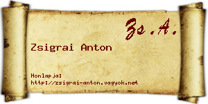 Zsigrai Anton névjegykártya